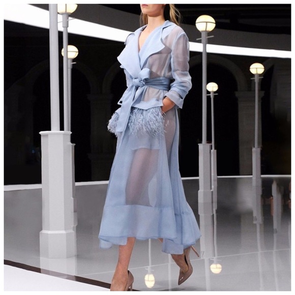 ❤️ The Tiffy Blue Sheer Feather Duster Jacket - Picture 5 of 7